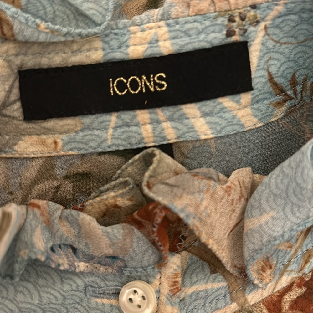 ICONS  Aqua Floral Print Top. Small - Picture 6 of 8